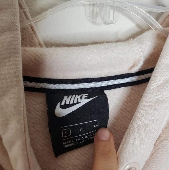 Nike Rally Pink Metallic Swoosh Graphic Logo Crop Pullover Hooded Sweatshirt - Picture 8 of 9